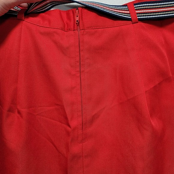 VTG Panther Skirt Red Midi Women's Size 09 / 10 Made in USA with Belt - Picture 10 of 11